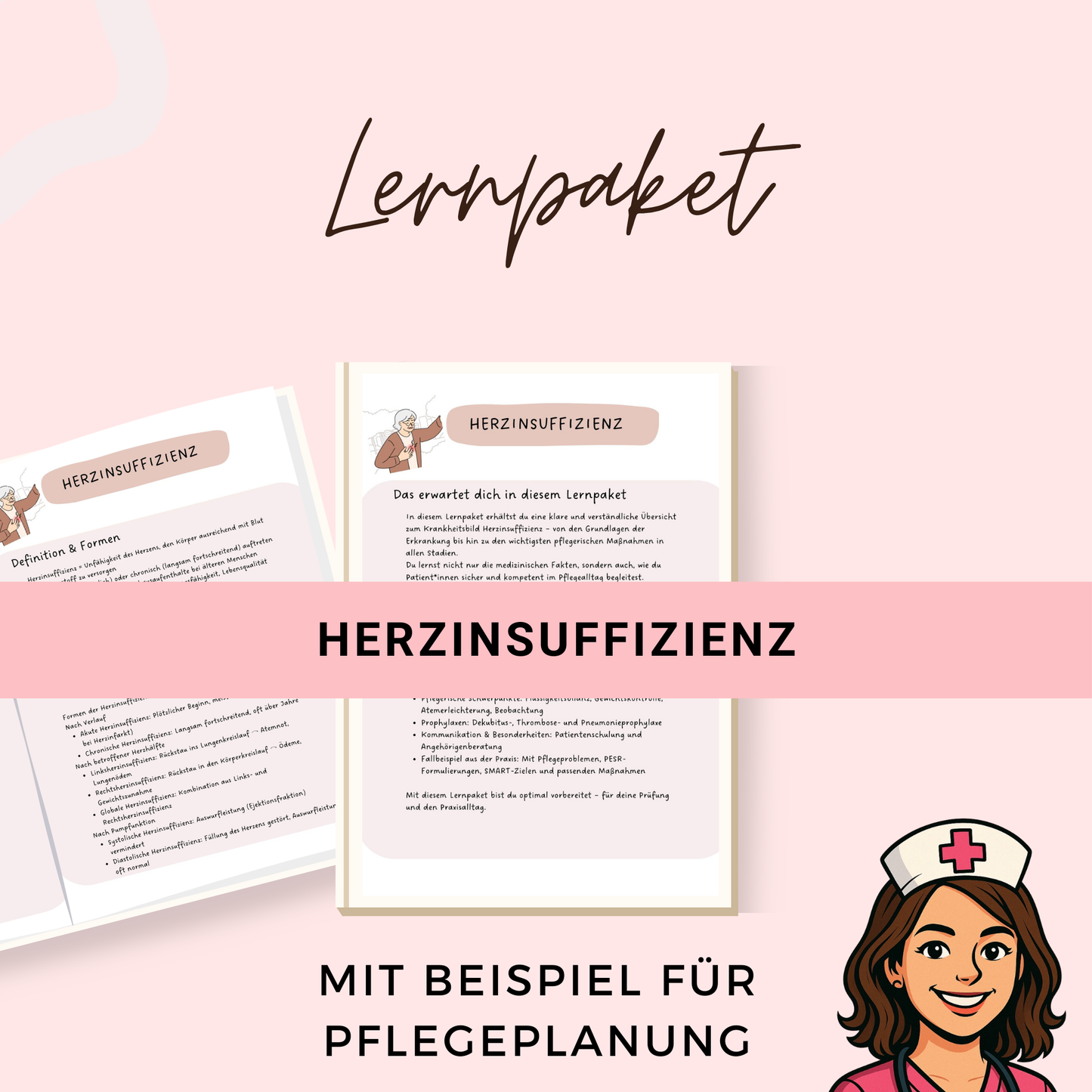 Herzinsuffizienz Lernpaket Pflegeausbildung - u.a. Diagnostik, Therapie + Pflegebezug und Beispiele für deine Pflegeplanung - Pflegeexamen