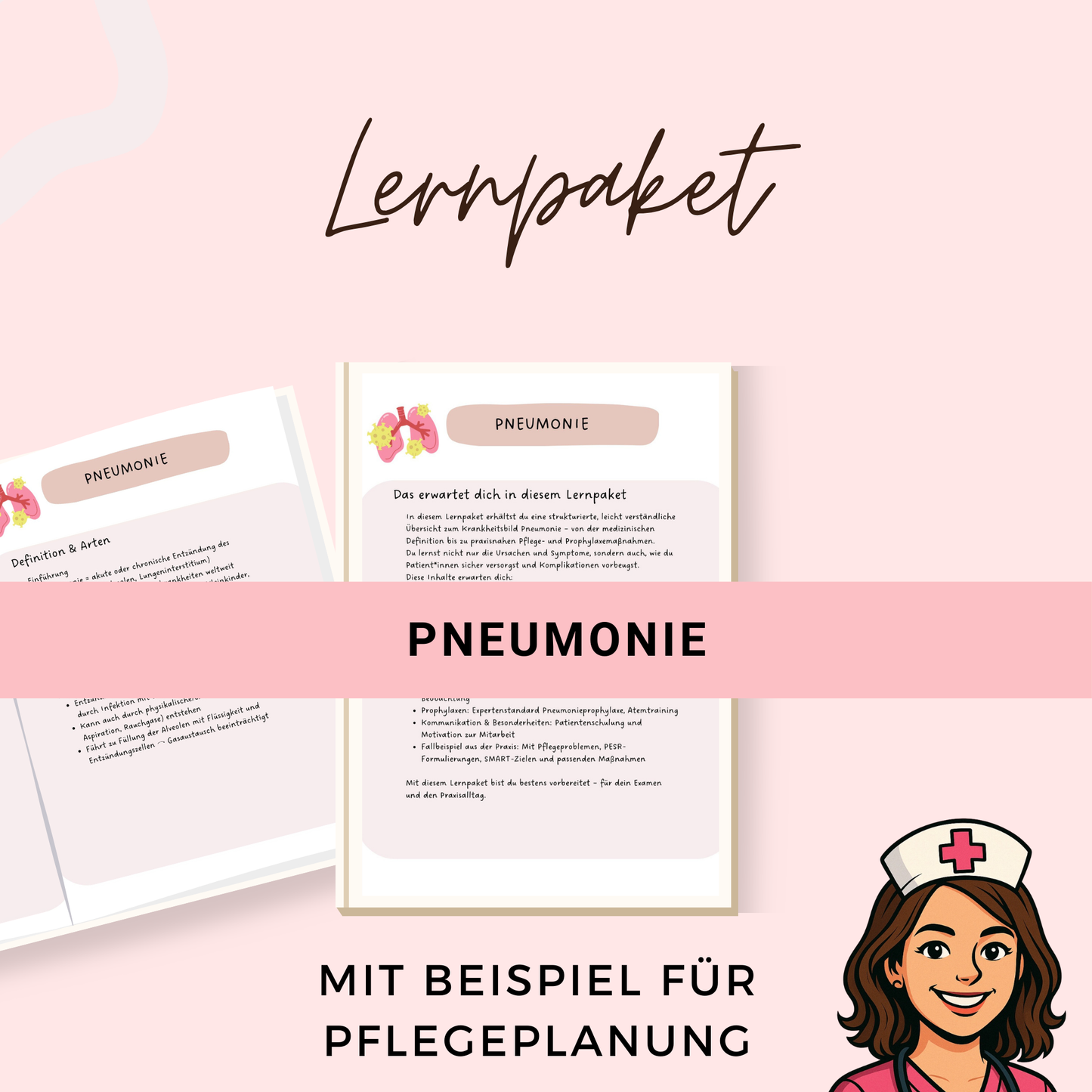 Pneumonie Lernpaket - für Pflegeausbildung, u.a. Therapie, Diagnostik mit Pflegebezug und Beispielen für die Pflegeplanung ideal für Examen