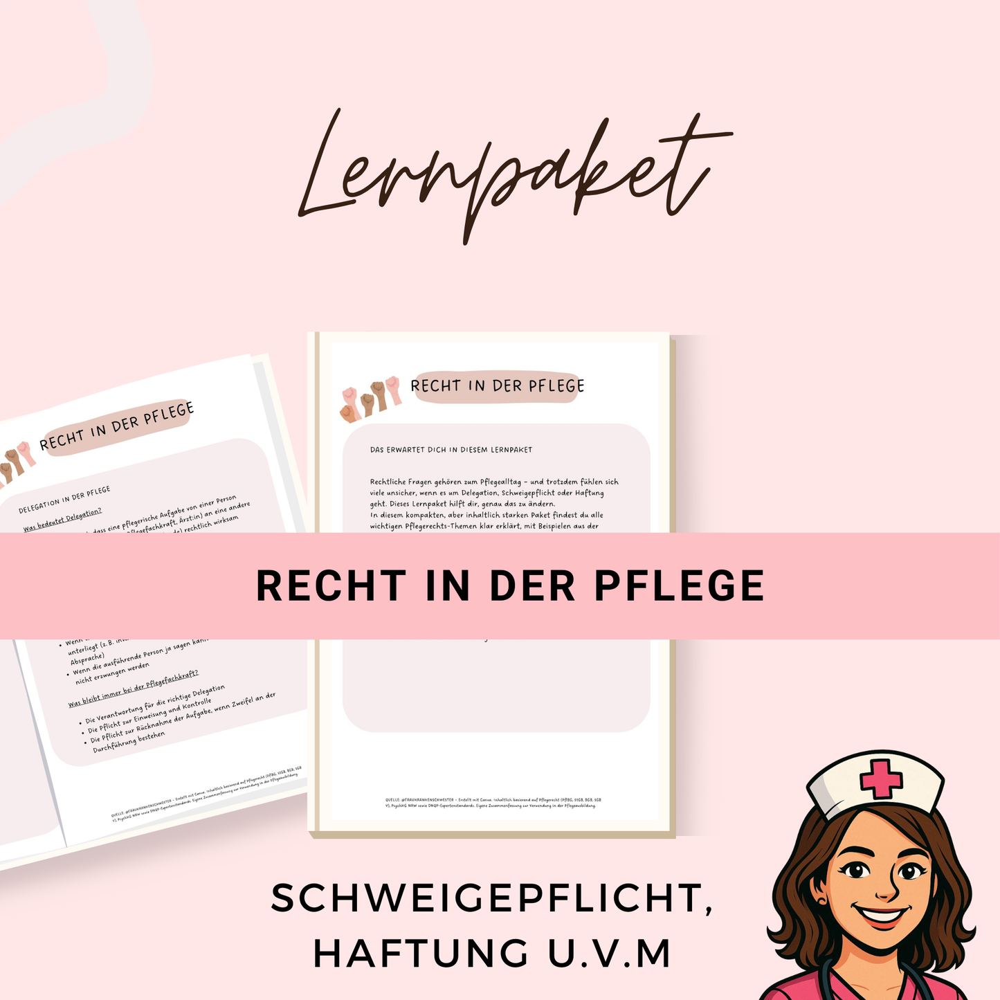 Pflegerecht Lernpaket – Digitales PDF mit Delegation, Schweigepflicht, Haftung, Pflegefehler, FEM & PsychKG – mit Fallbeispiel