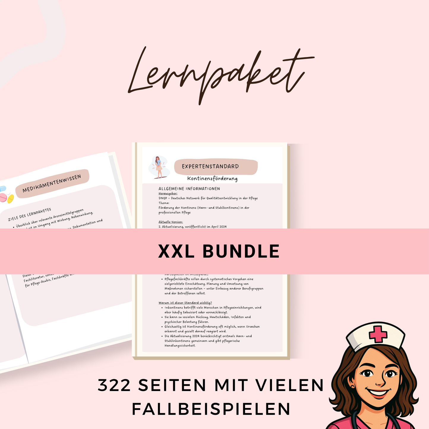 XXL Pflegelernzettel Bundle mit Pflegeethik, Recht, Medikamentenwissen, Expertenstandards, Kommunikation, mit vielen Fallbeispiele u.v.m.
