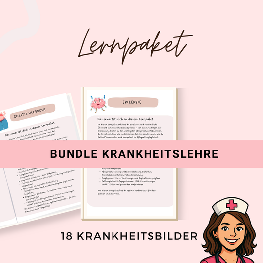 250 Seiten Krankheitslehre BUNDLE XXL - 18 Krankheitsbilder mit u.a. Diagnostik, Therapie und pflegerischem Schwerpunkt - für Pflegeazubis