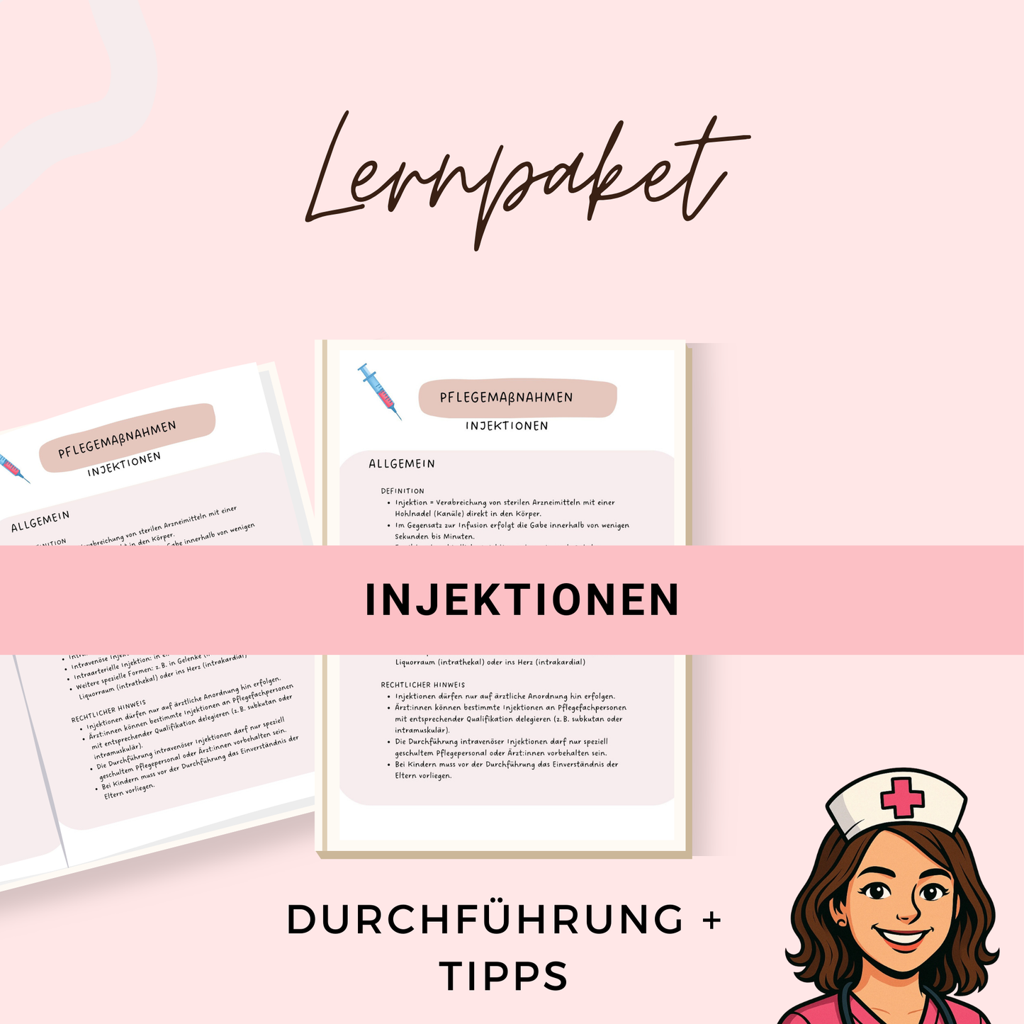 Injektionen s.c. und i.m.Pflegemaßnahmen Lernzettel - Vorbereitung, Materialien, Durchführung, Hinweise für Pflegealltag PDF