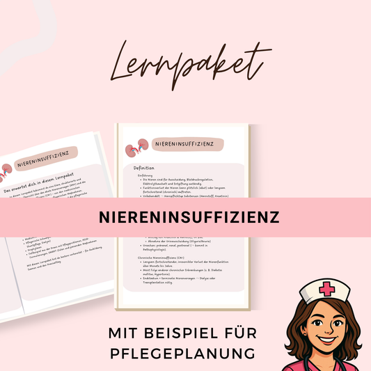Niereninsuffizienz + Nierenversagen Pflegeausbildung Lernpaket mit u.a. Diagnostik, Therapie und Pflegebezug + Beispielen für Pflegeplanung