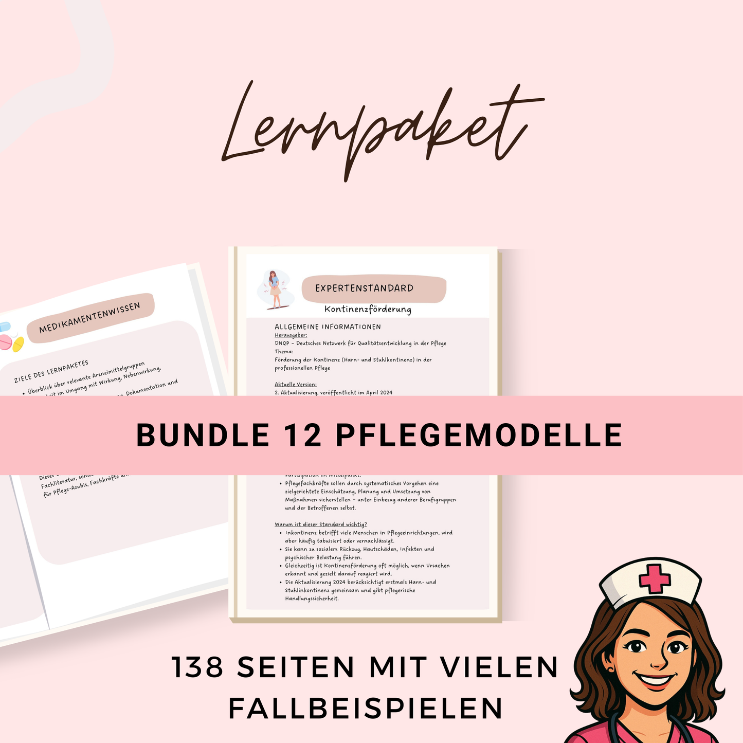 12 Pflegemodelle BUNDLE - 138 SEITEN mit ausführlicher Erklärung + Fallbeispielen + Lösungen, ideal für Pflegeausbildung und Examen als PDF