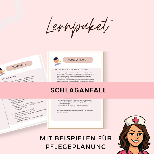 Schlaganfall Lernpaket für Pflegeausbildung u.a. mit Diagnostik, Therapie + Pflegebezug und Beispiele für Pflegeplanung - ideal für Examen
