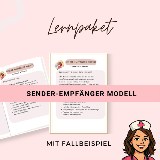 Sender-Empfänger-Modell Pflege – Lernzettel PDF Kommunikation – Shannon & Weaver für Pflegeausbildung mit Fallbeispiel und Lösungen