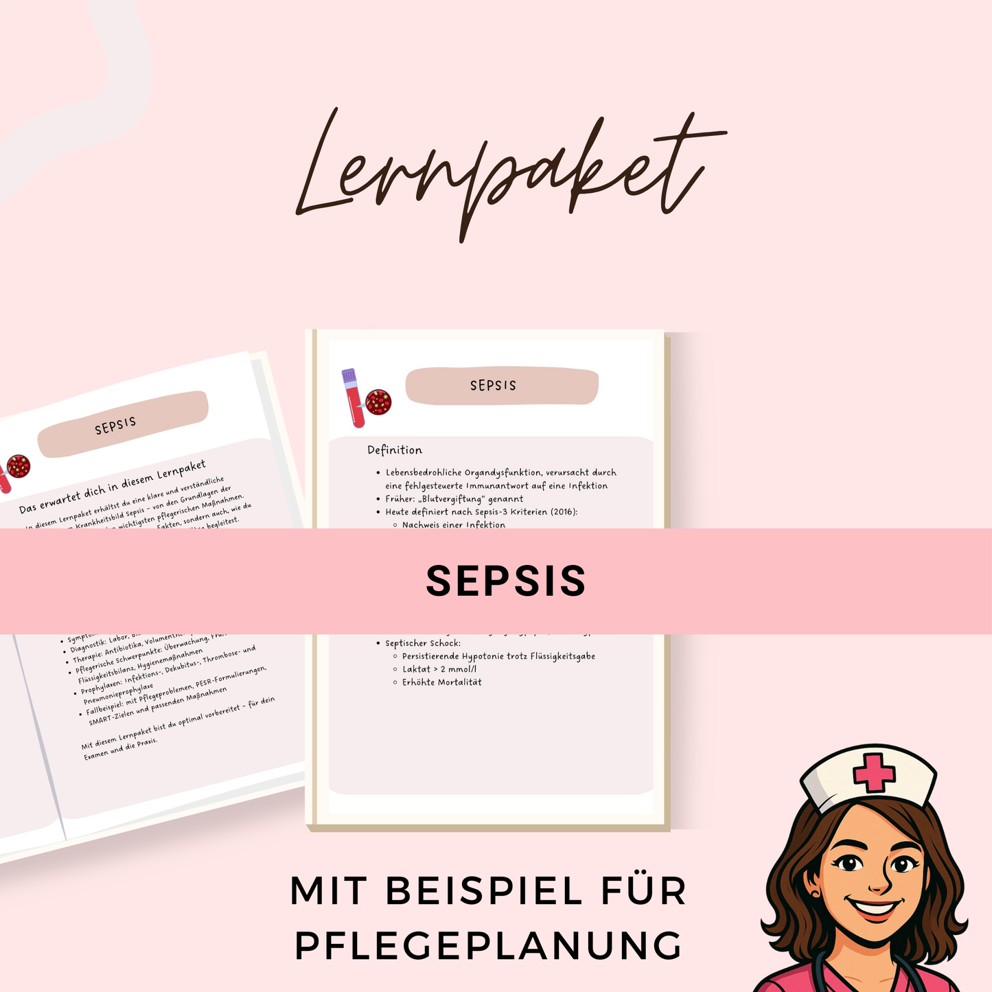 Sepsis Lernzettel Pflegeausbildung - Zusammenfassung mit pflegerischem Schwerpunkt + Diagnostik, Therapie u.v.m, ideal für Pflegeausbildung